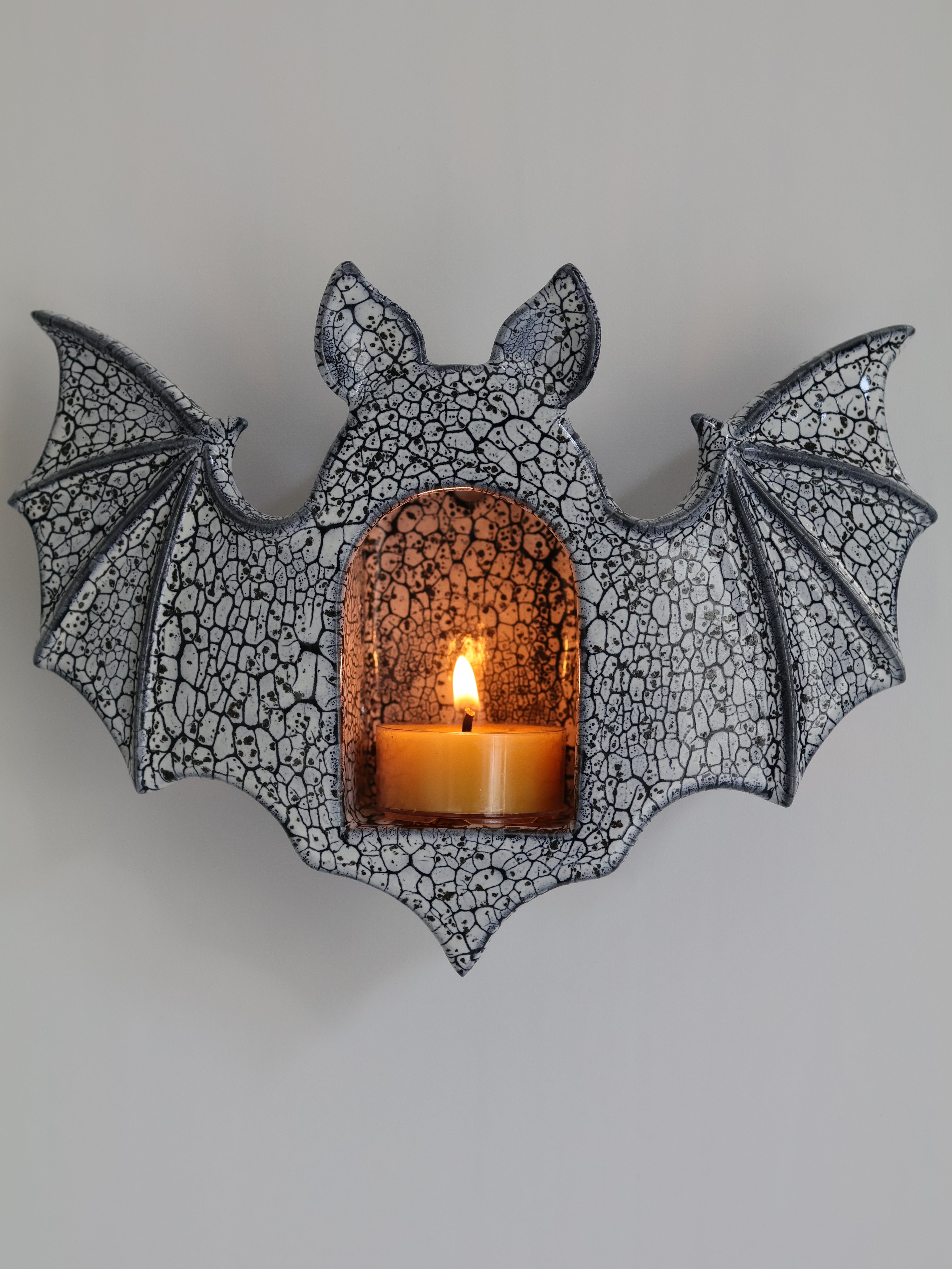 Bat Sconce, Cracked Stone