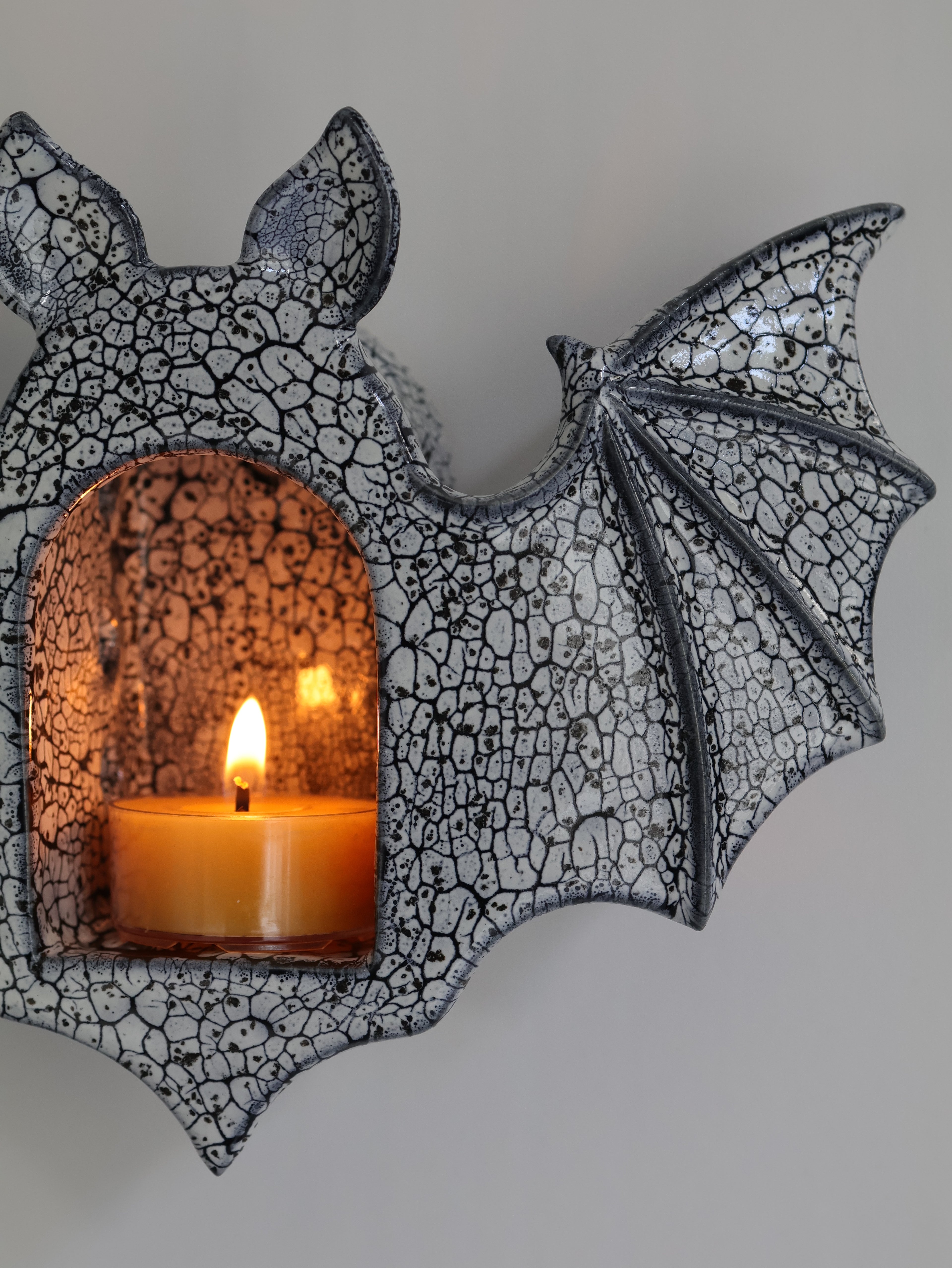 Bat Sconce, Cracked Stone