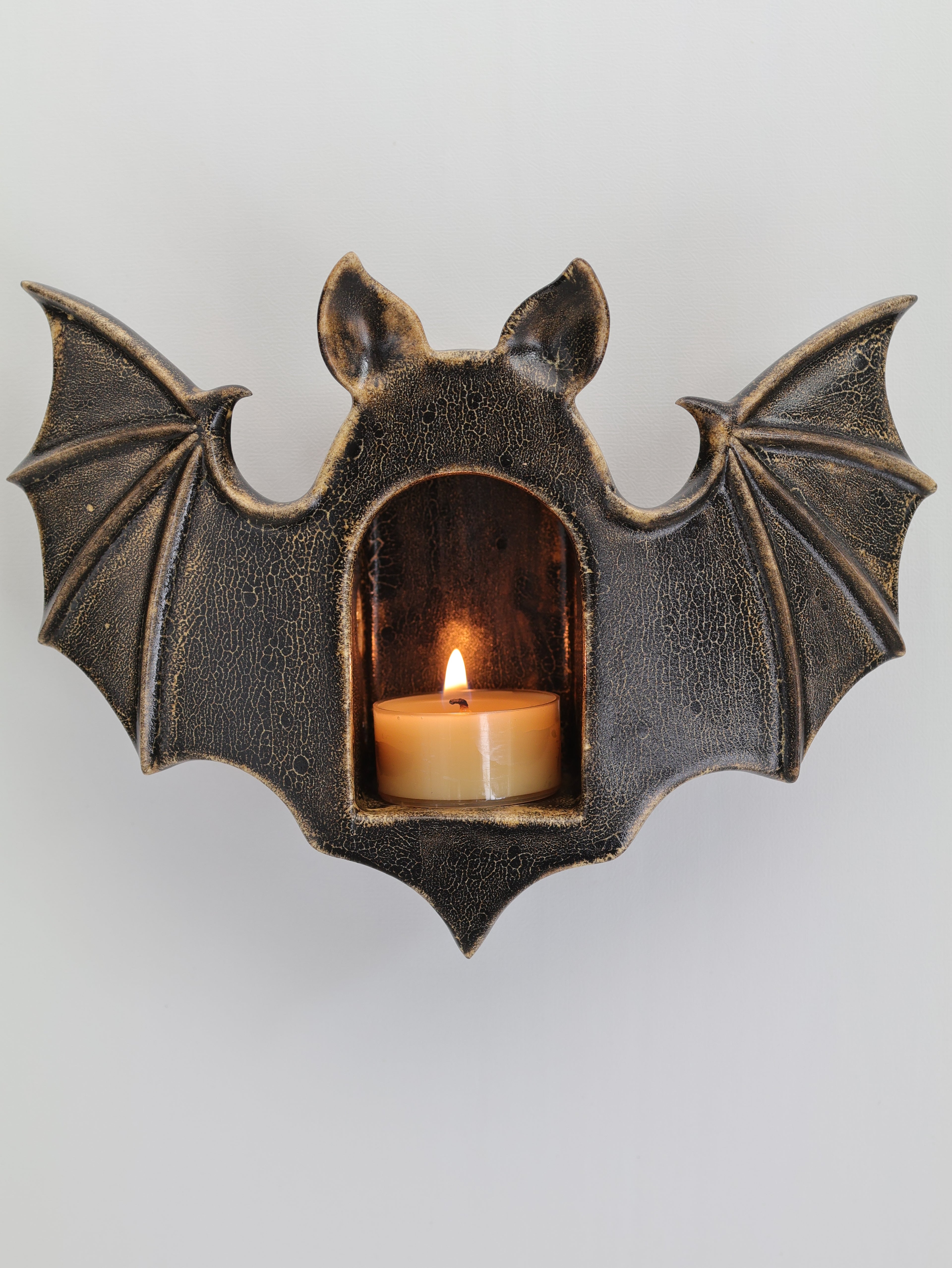 Bat Sconce, Antique Black