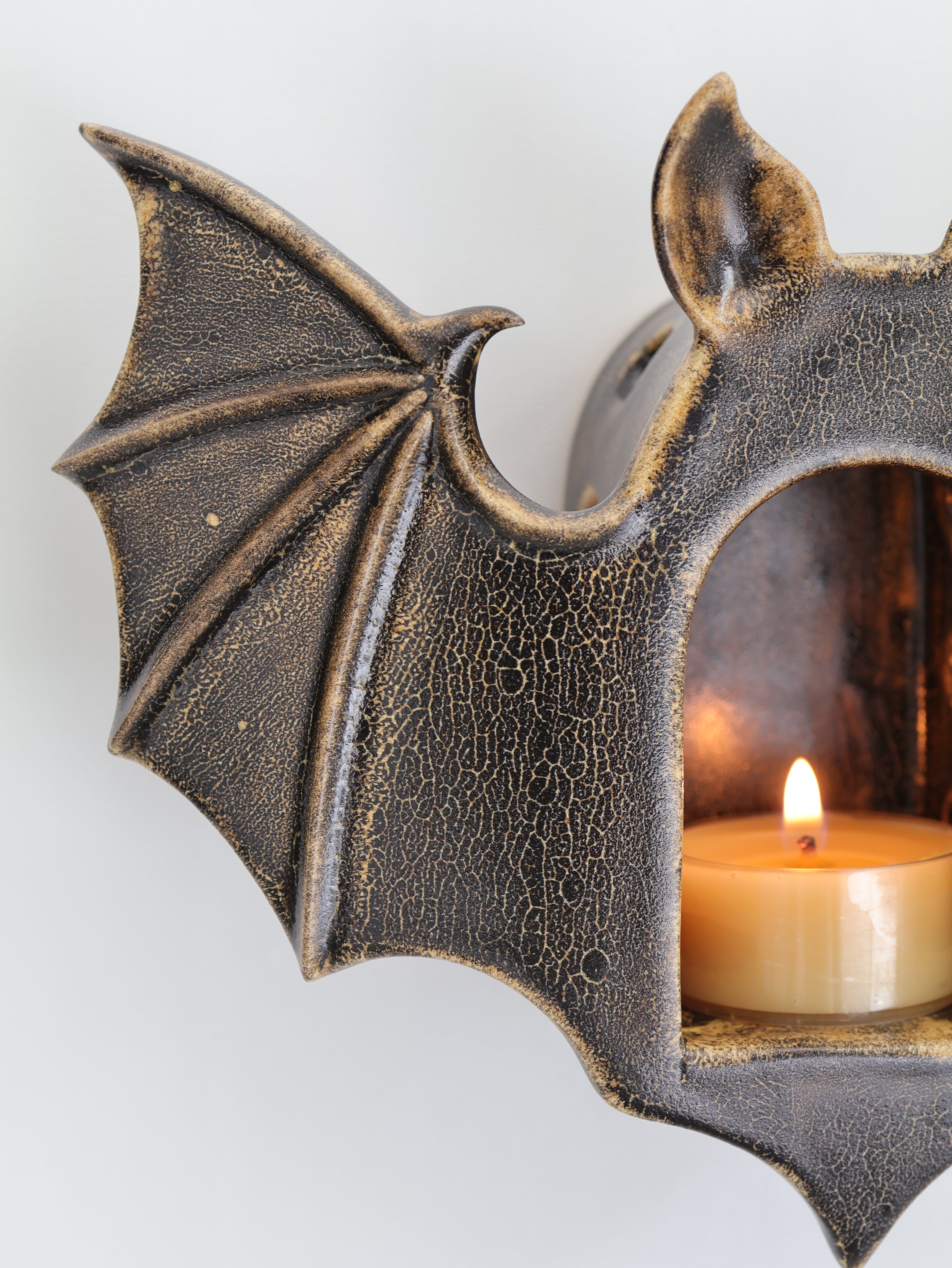 Bat Sconce, Antique Black