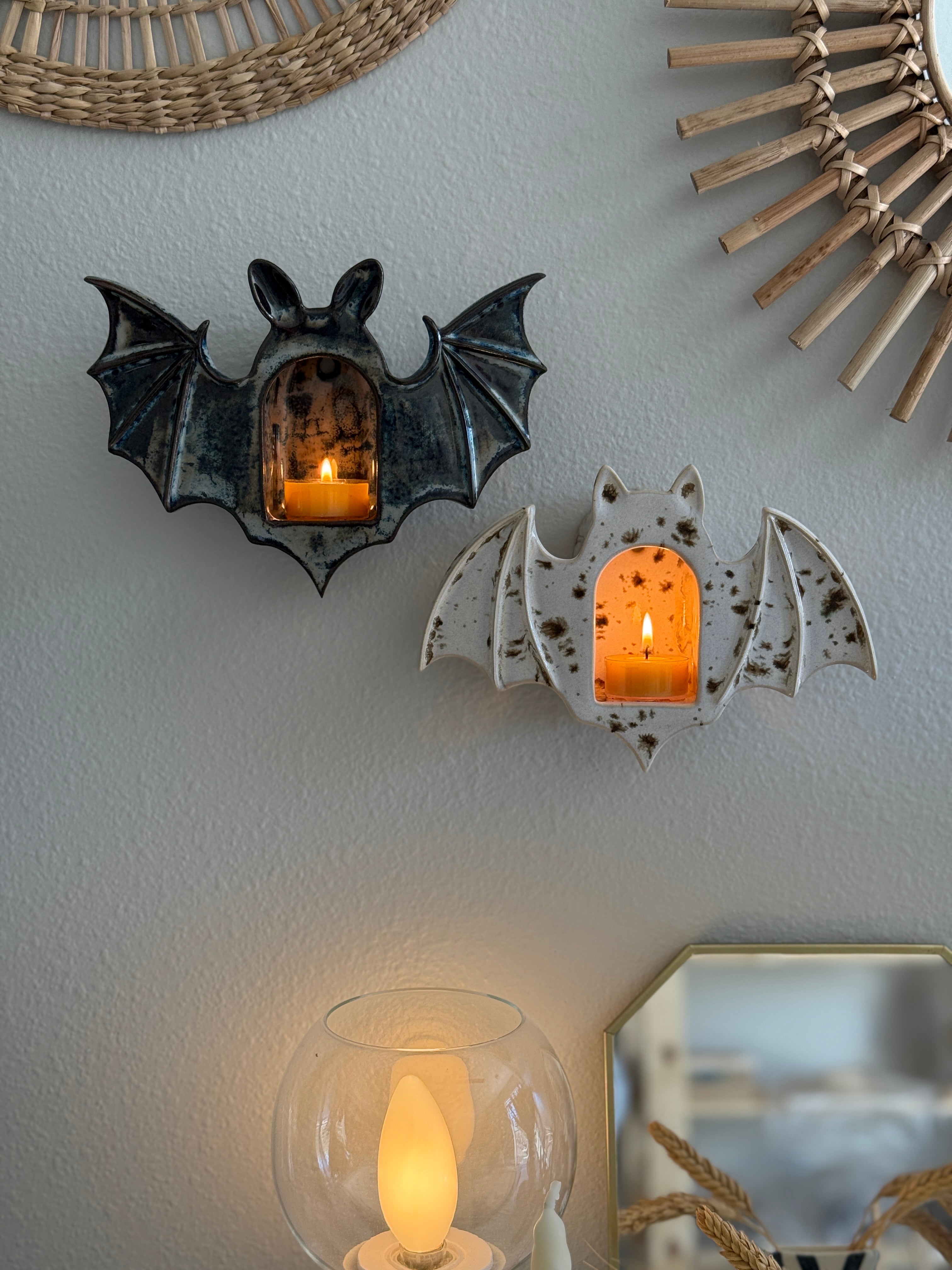 Bat Tealight Holder, Midnight Fog