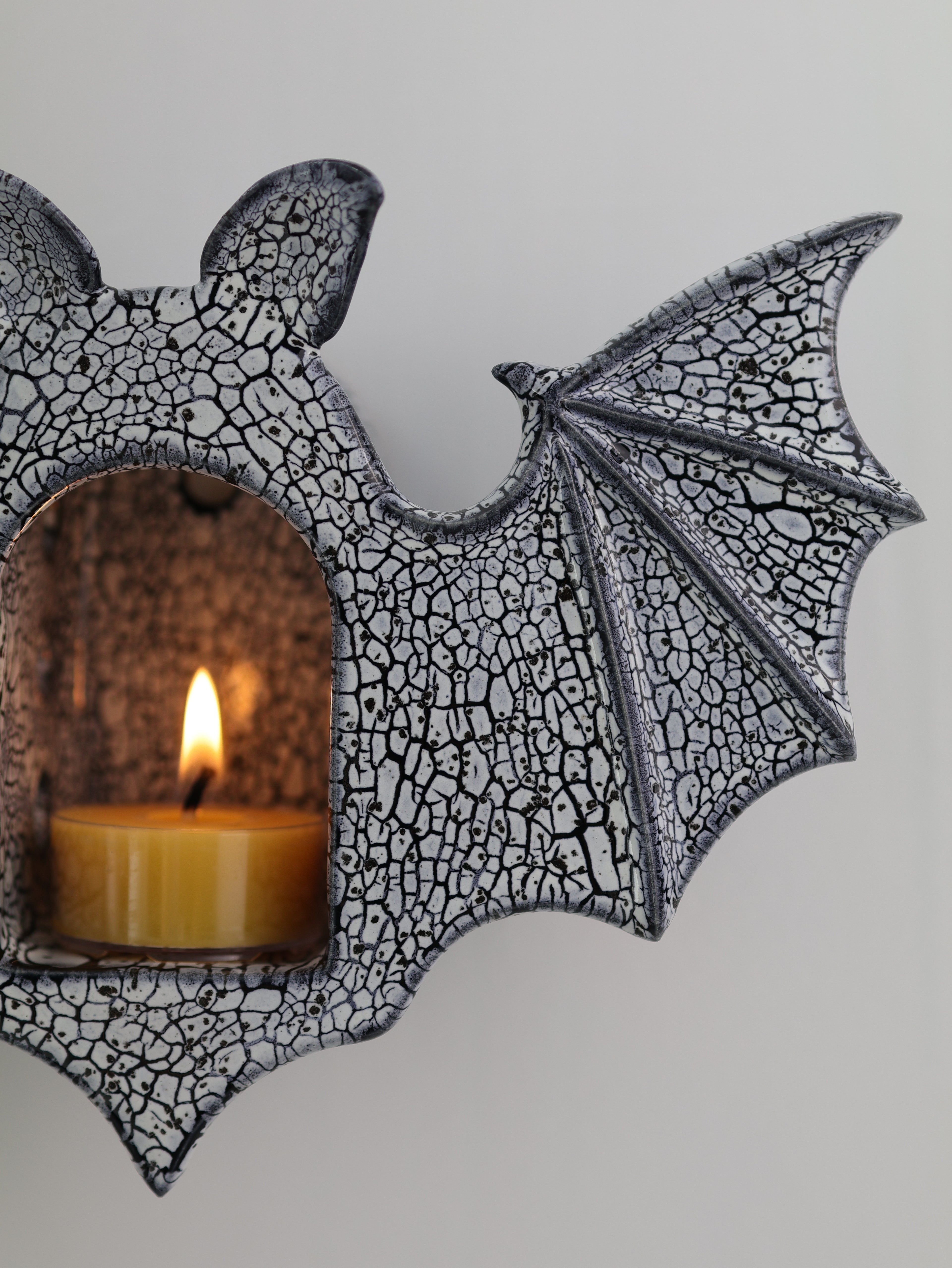 Bat Sconce, Cracked Stone