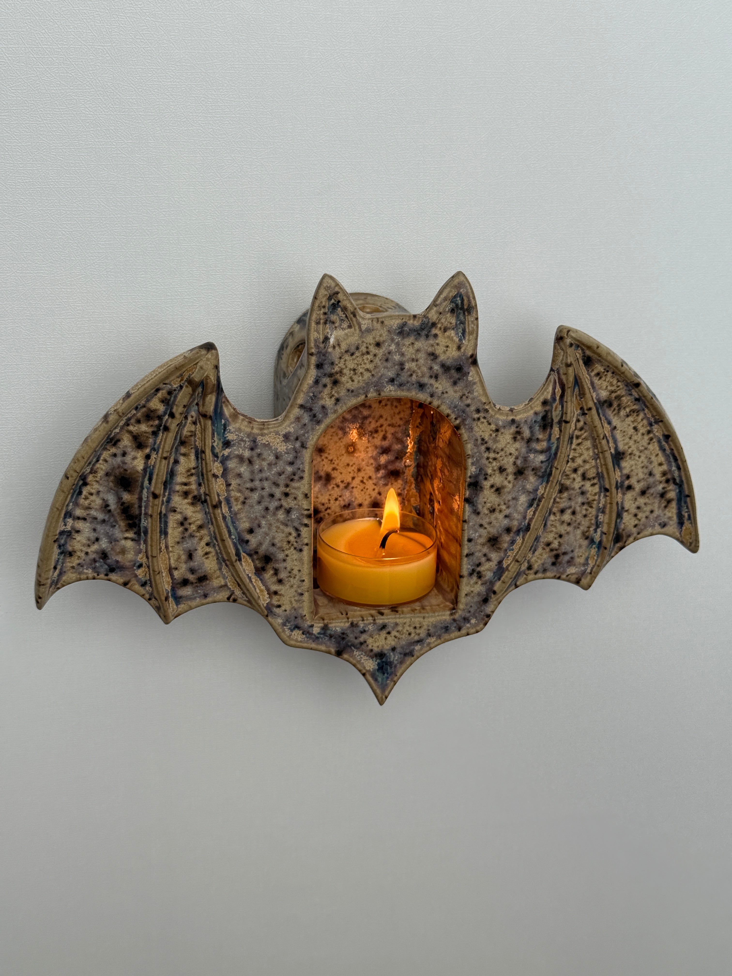 Bat Tealight Holder, Earthy Speckle