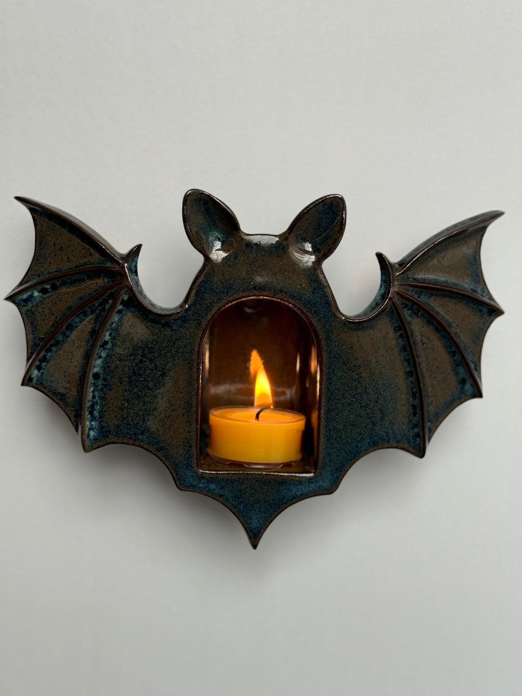 Long-eared Bat Tealight Holder, Teal Blue