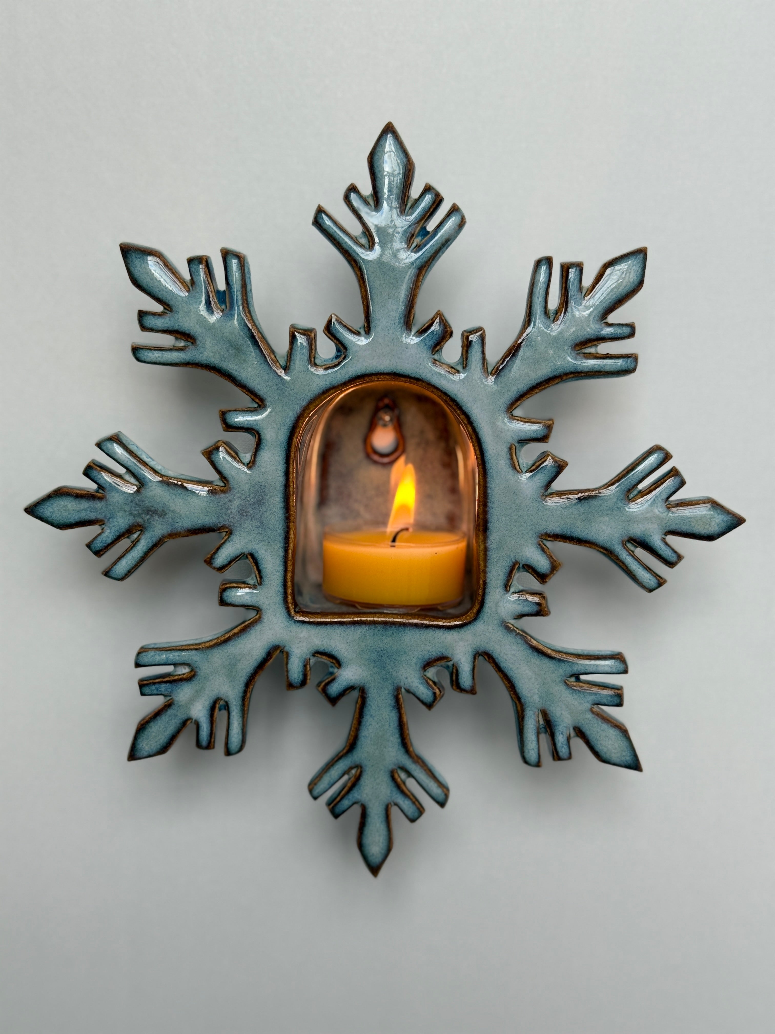 Snowflake Tealight Holder, Icy Blue