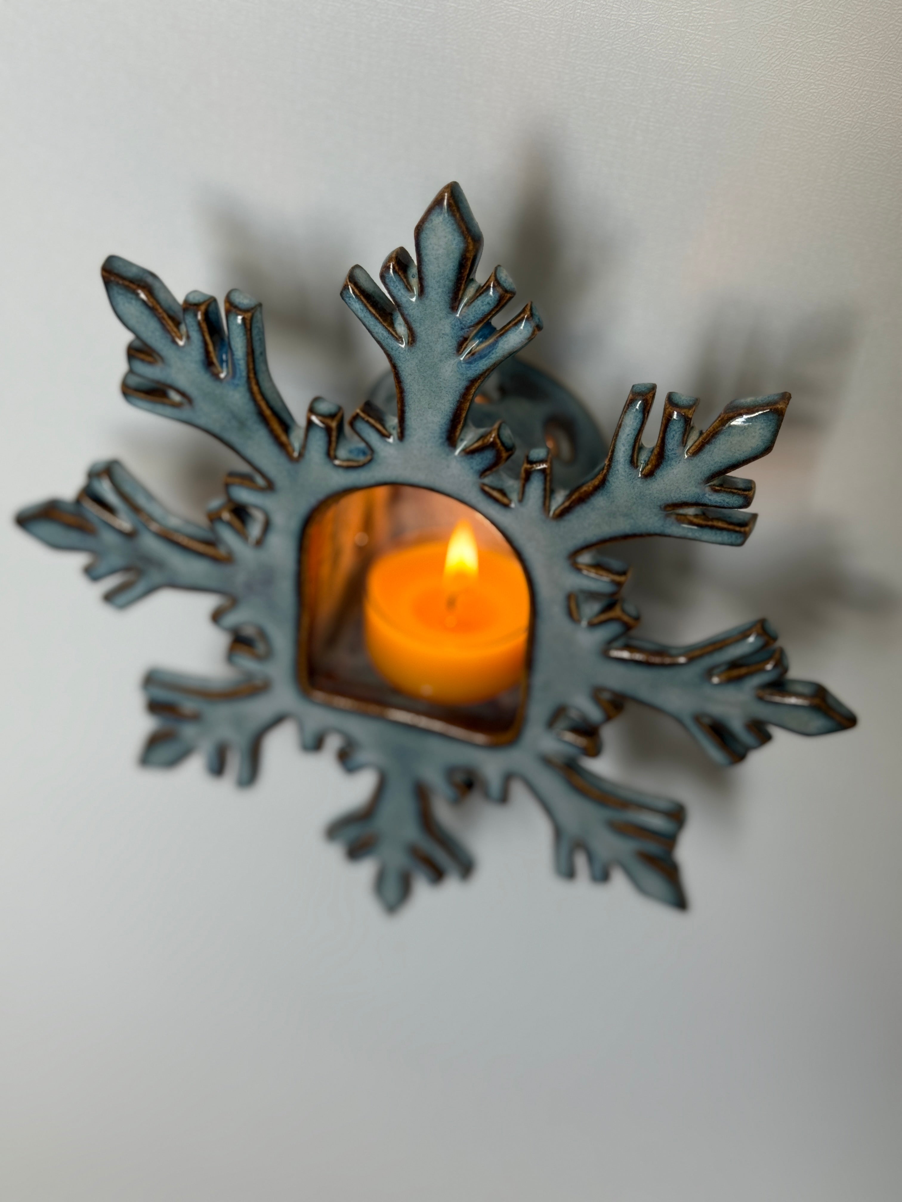 Snowflake Tealight Holder, Icy Blue