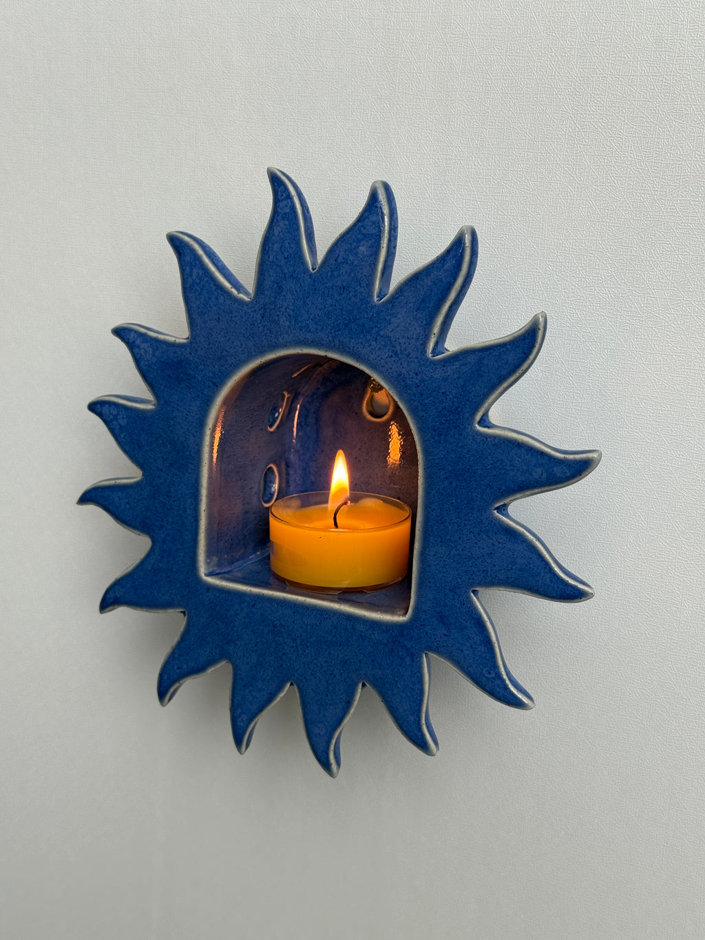 Sun Tealight Holder, Electric Blue