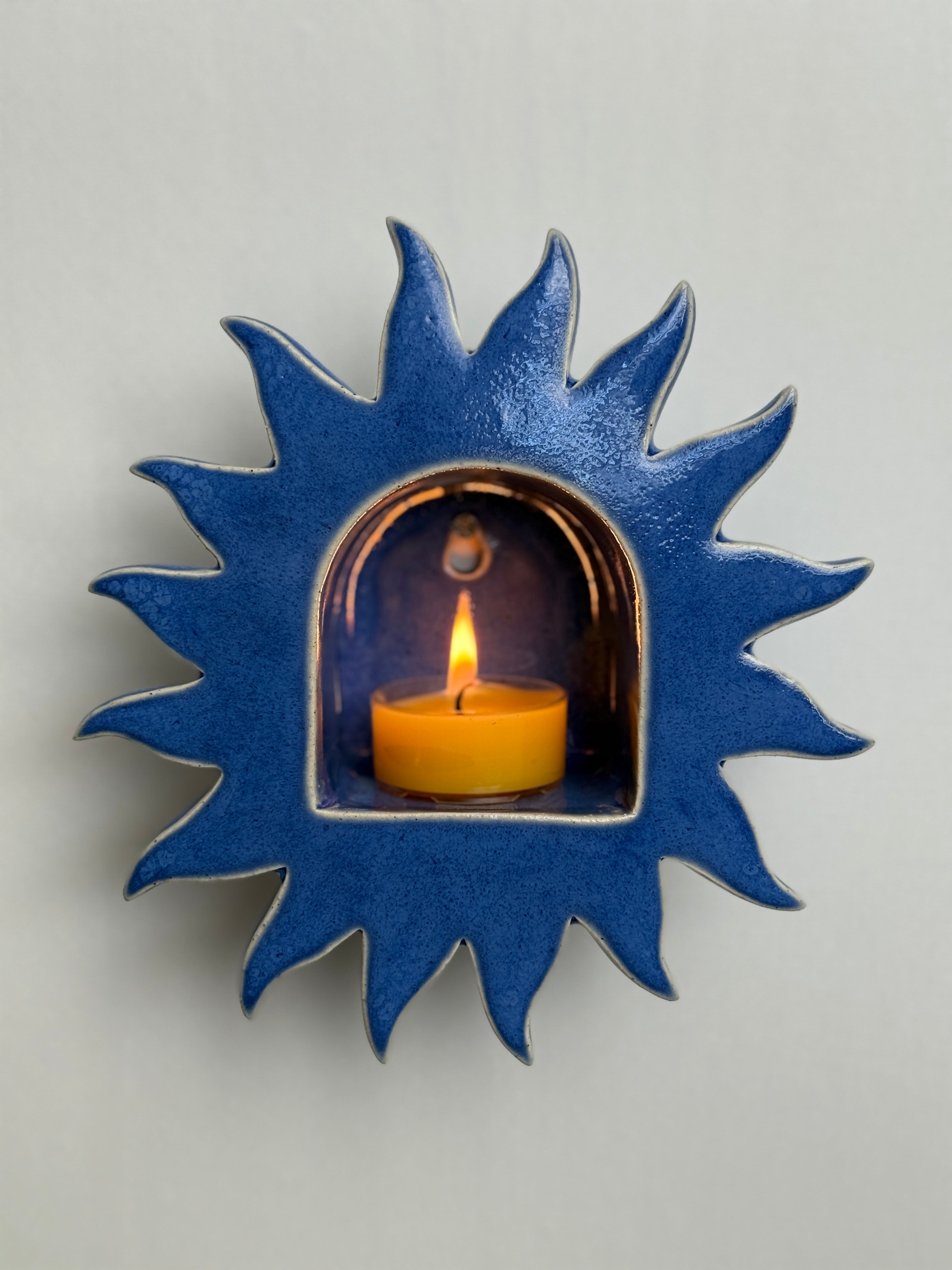 Sun Tealight Holder, Electric Blue