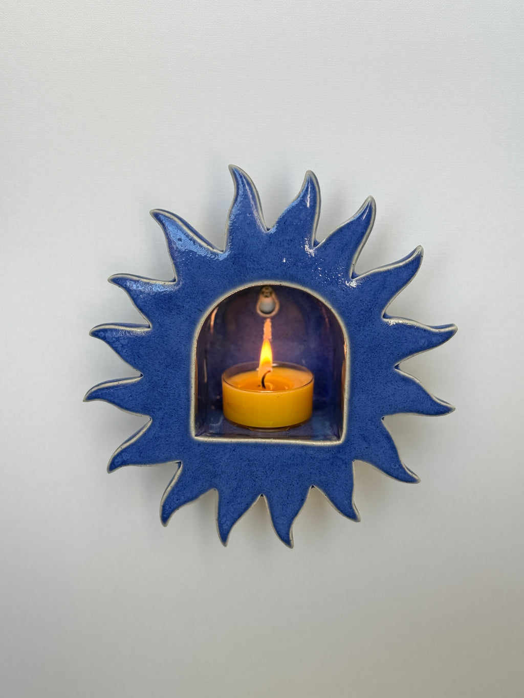 Sun Tealight Holder, Electric Blue