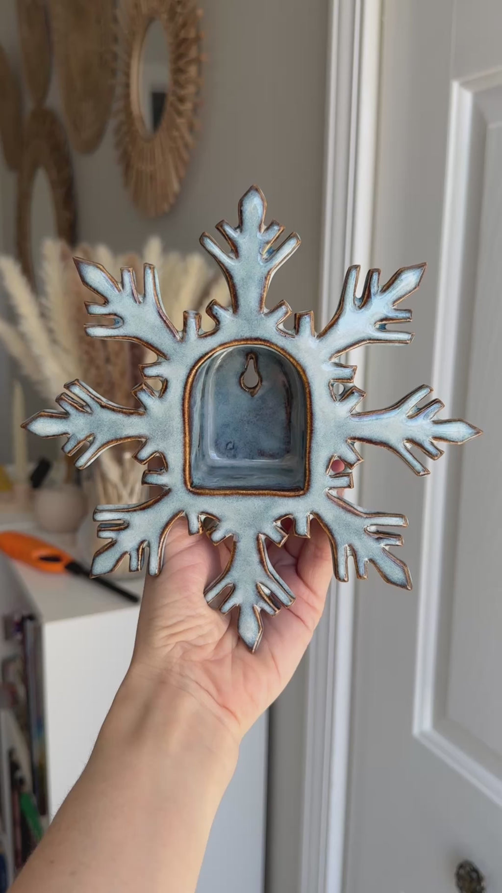 Snowflake Tealight Holder, Icy Blue