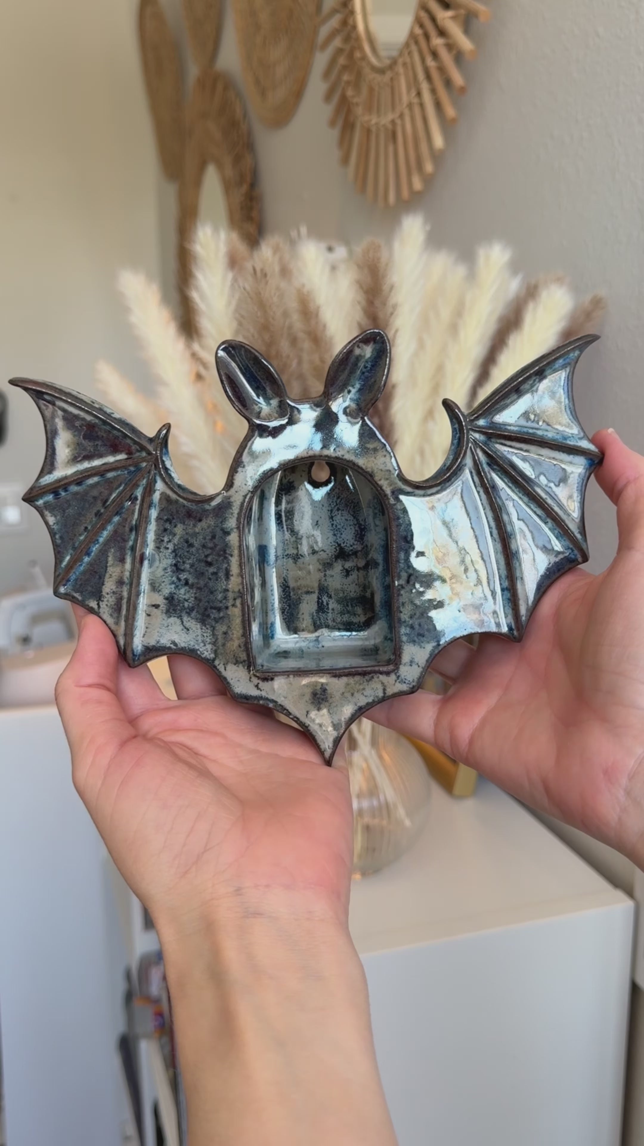 Bat Tealight Holder, Midnight Fog