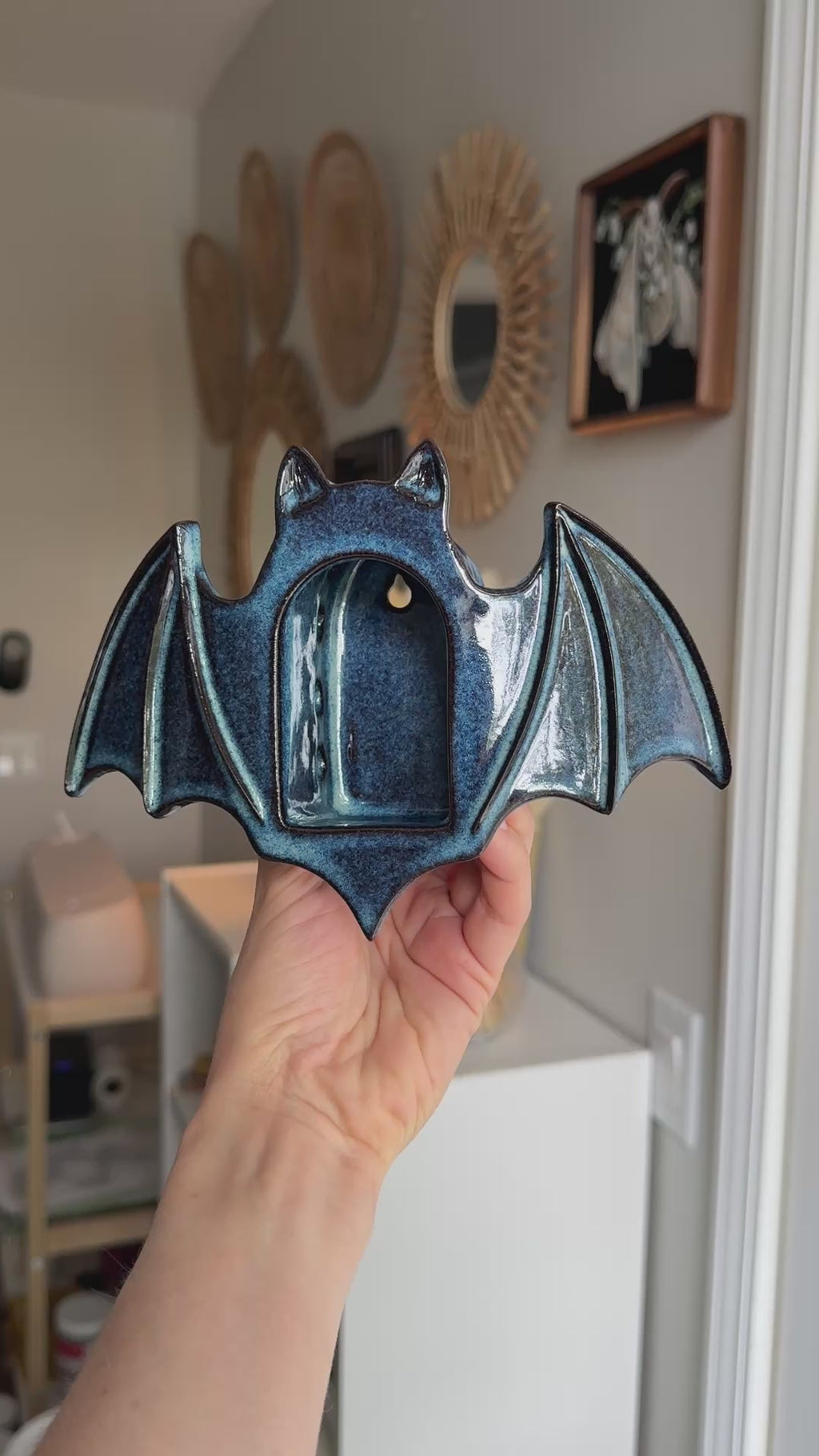 Bat Sconce, Midnight Blue