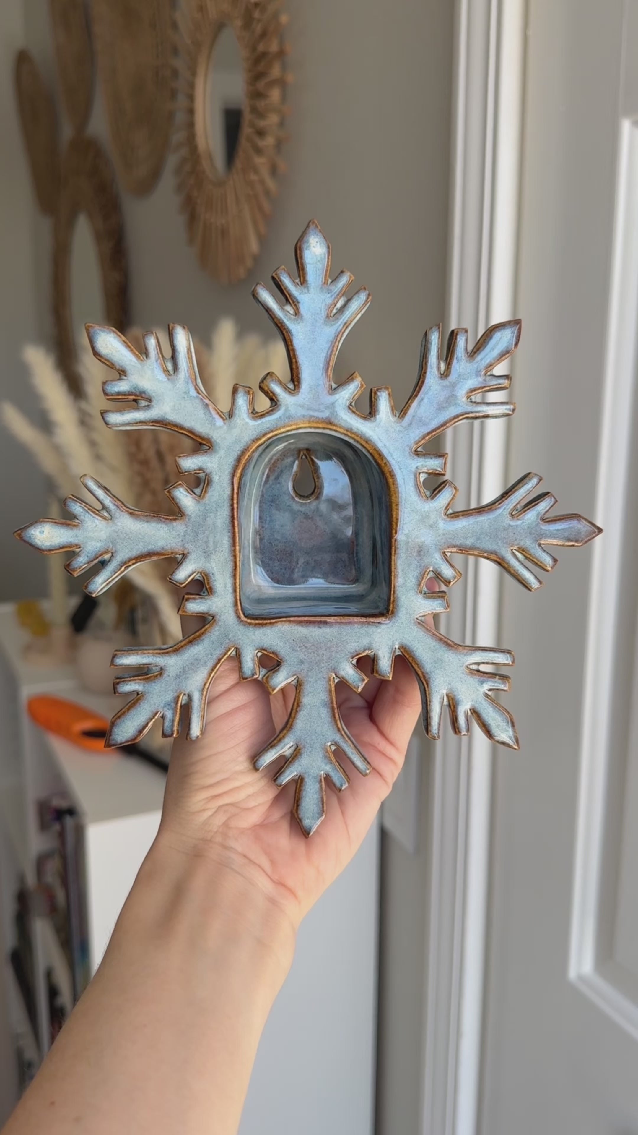 Snowflake Tealight Holder, Icy Blue