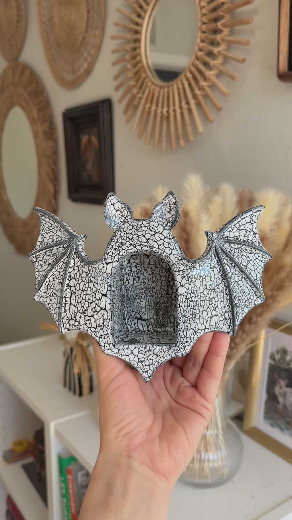 Bat Sconce, Cracked Stone