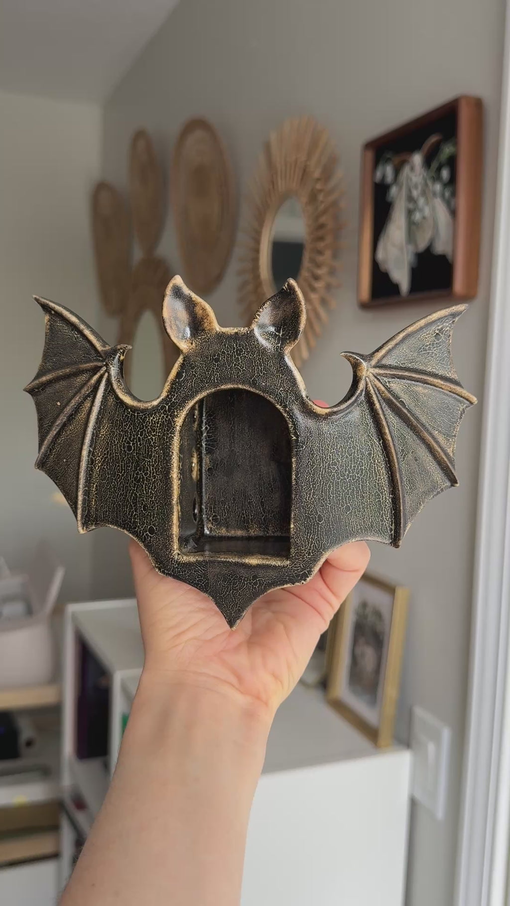 Bat Sconce, Antique Black