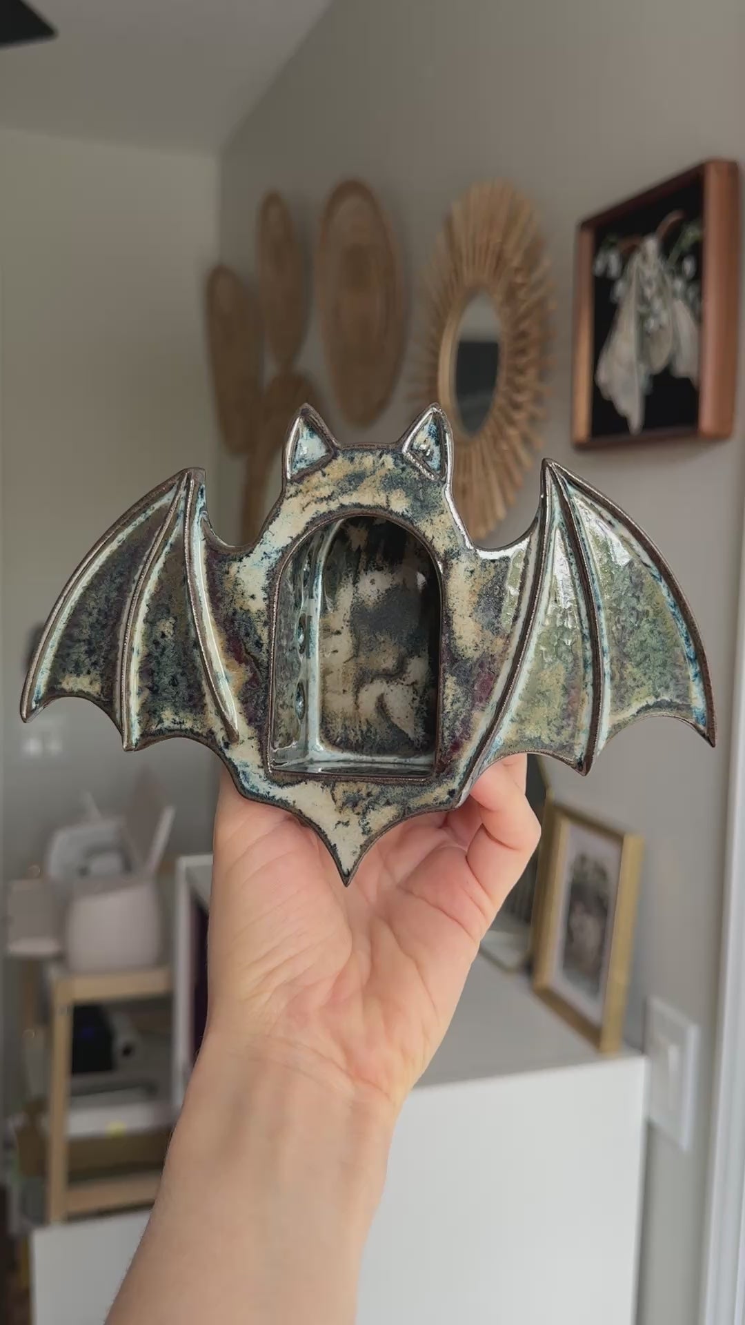 Bat Sconce, Blue Granite