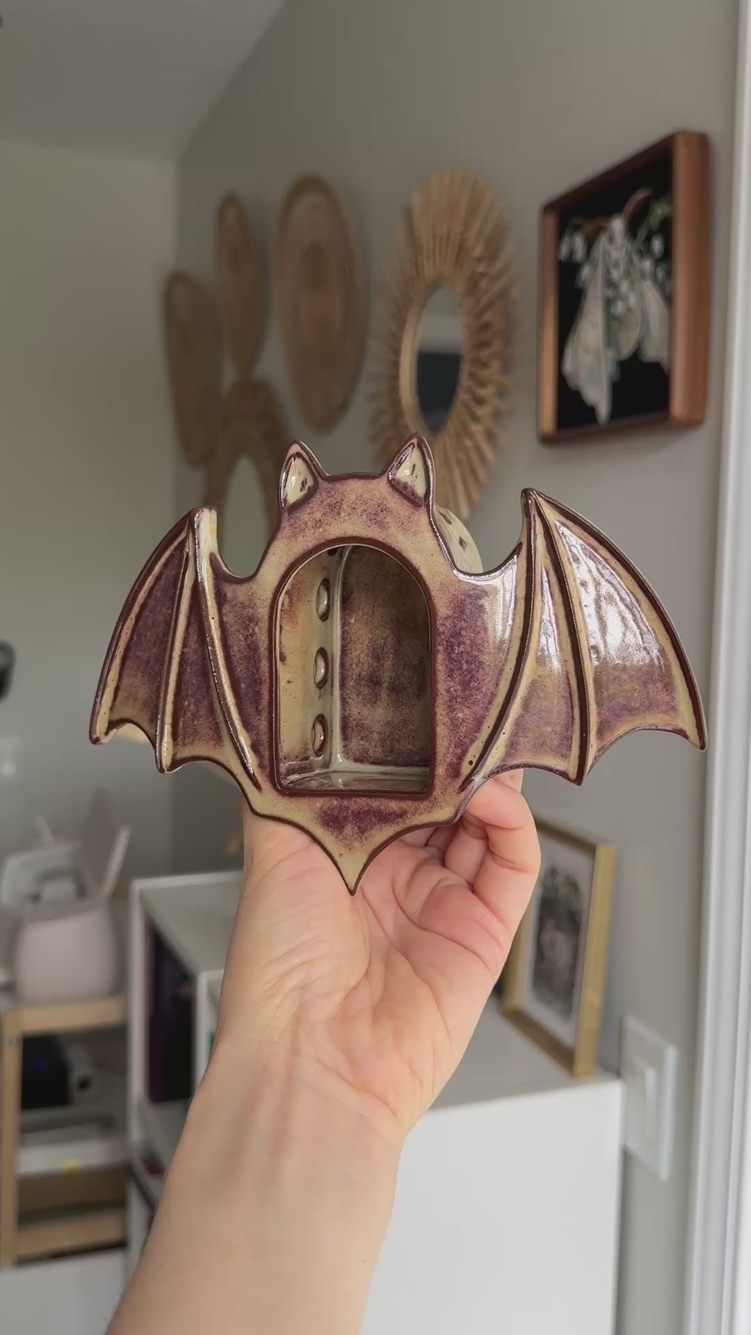 Bat Sconce, Mahogany