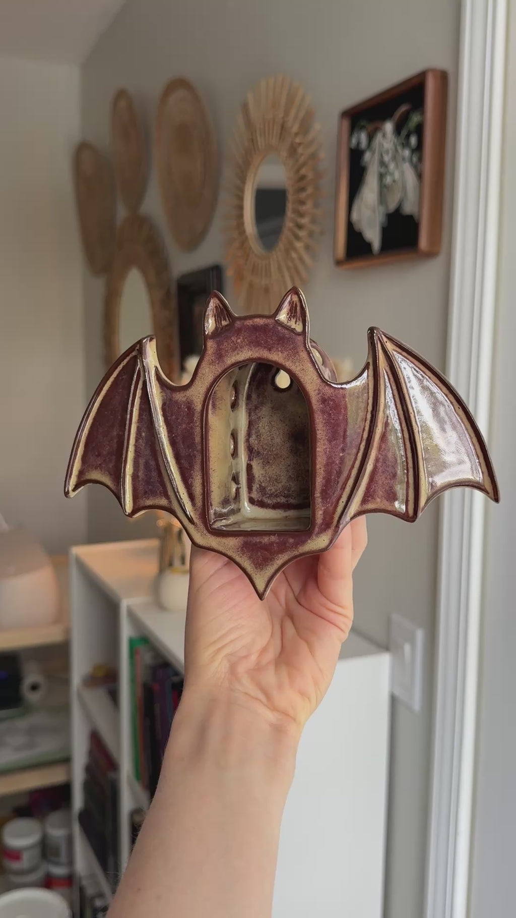 Bat Sconce, Mahogany