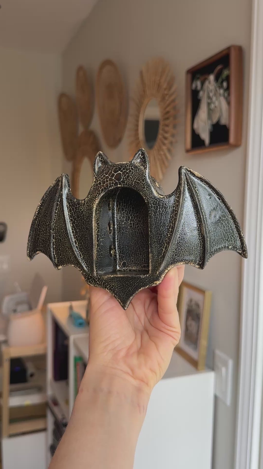 Bat Sconce, Antique Black No. 1