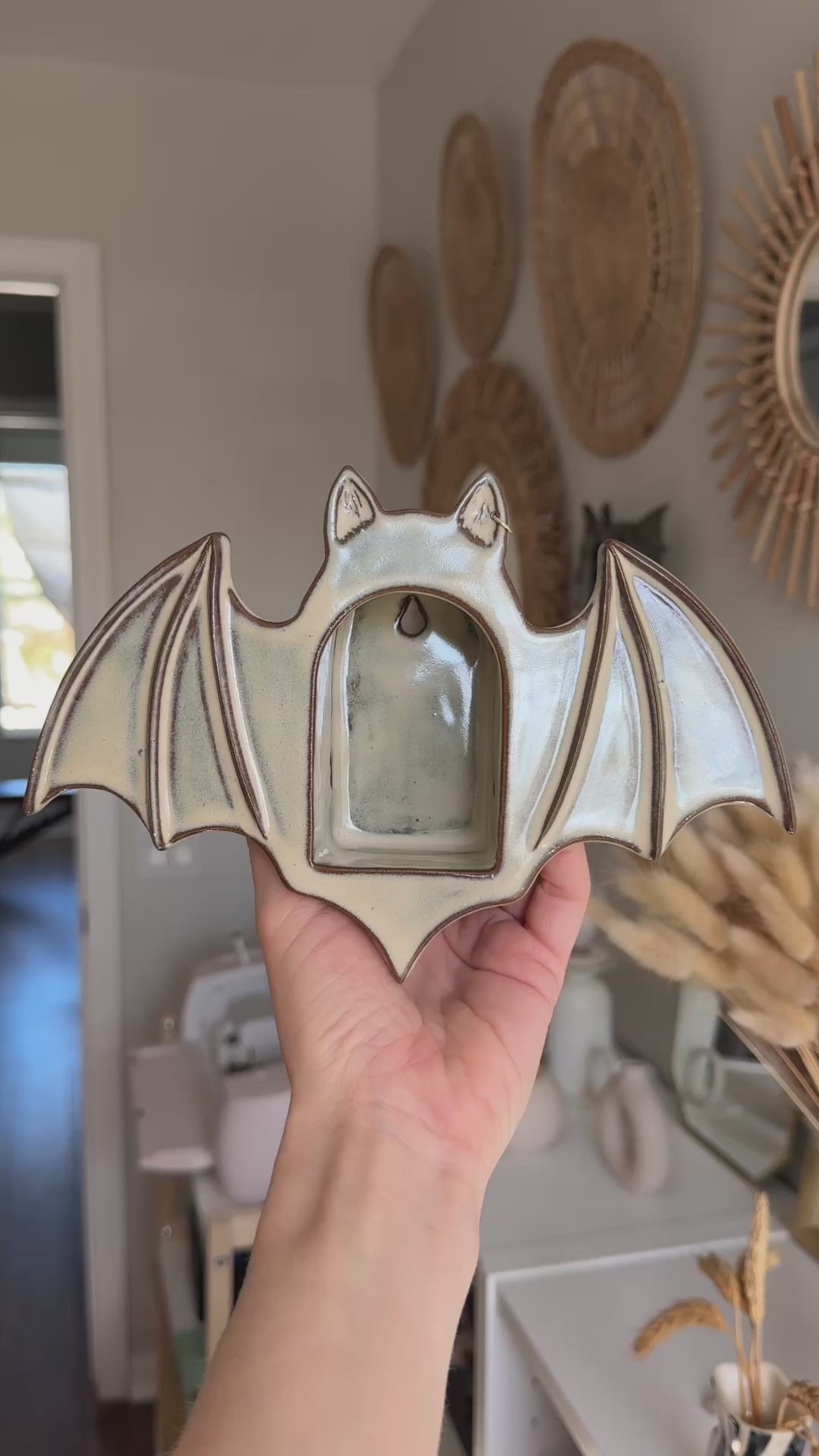 Bat Sconce, Rustic Cream